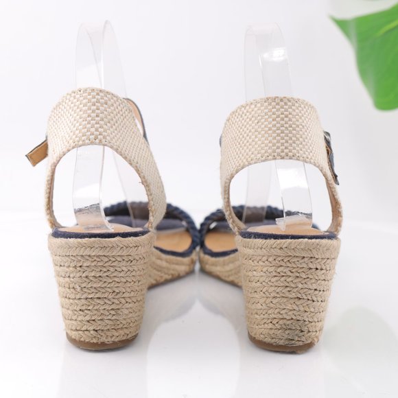 Lucky Brand Katereena Sandal Espadrille Wedge Ankle Strap Braided Blue Size 8.5 - Picture 6 of 12